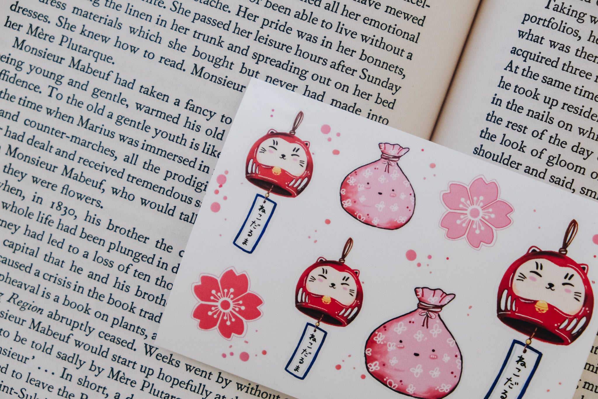 Black Milk Project Mini Sticker Sheet - Neko Daruma - Smidapaper Ikigai Shop