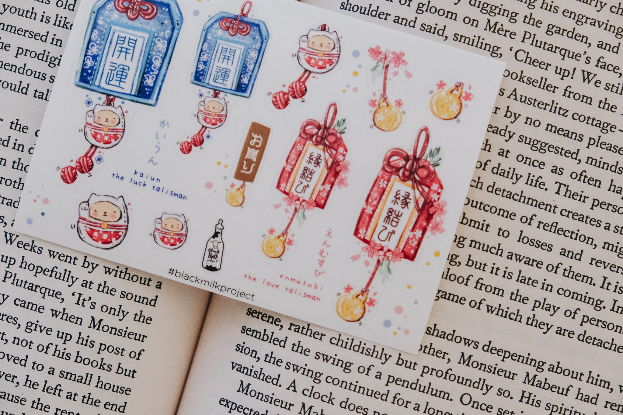 Black Milk Project Mini Sticker Sheet - Omamori - Smidapaper Ikigai Shop