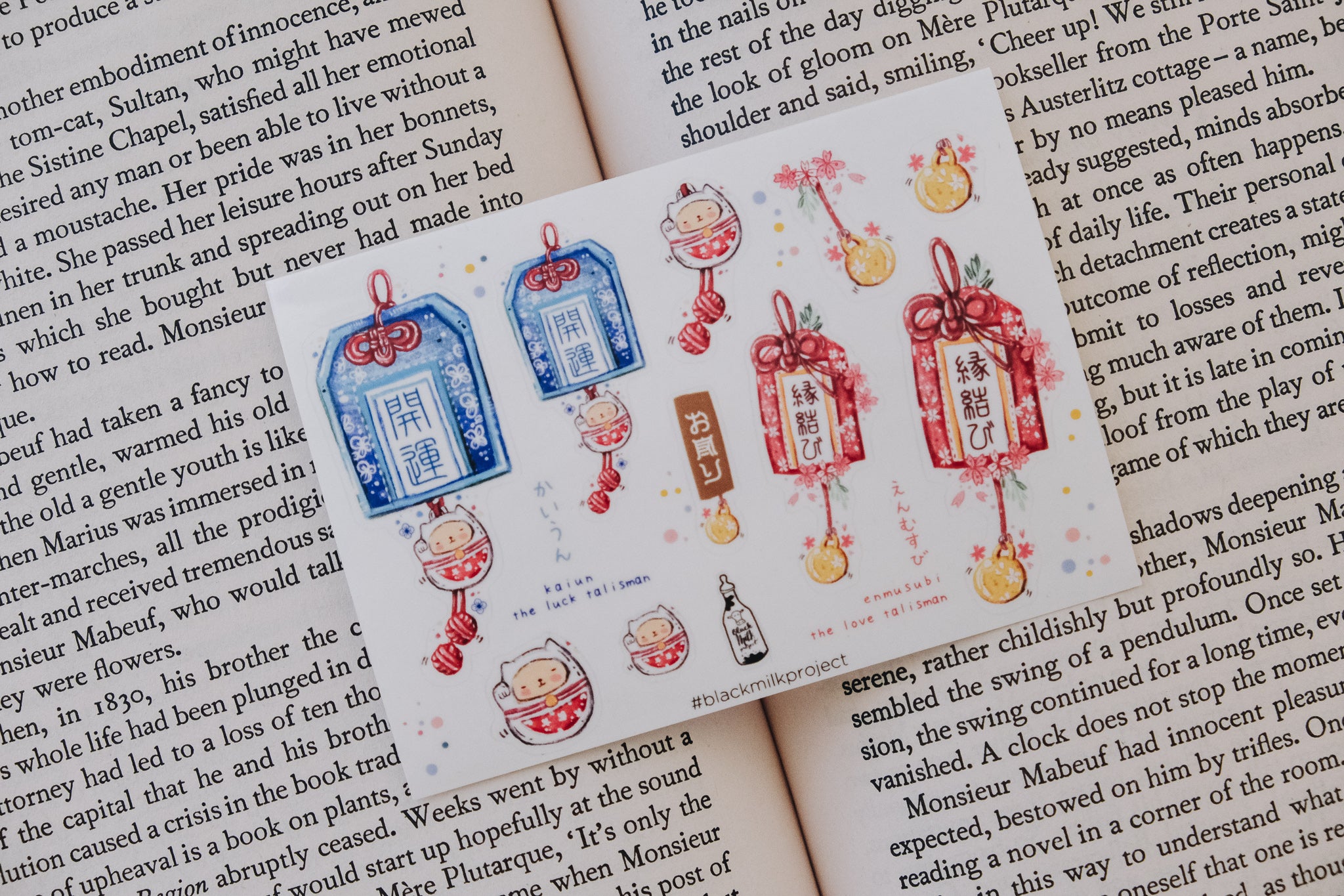 Black Milk Project Mini Sticker Sheet - Omamori - Smidapaper Ikigai Shop