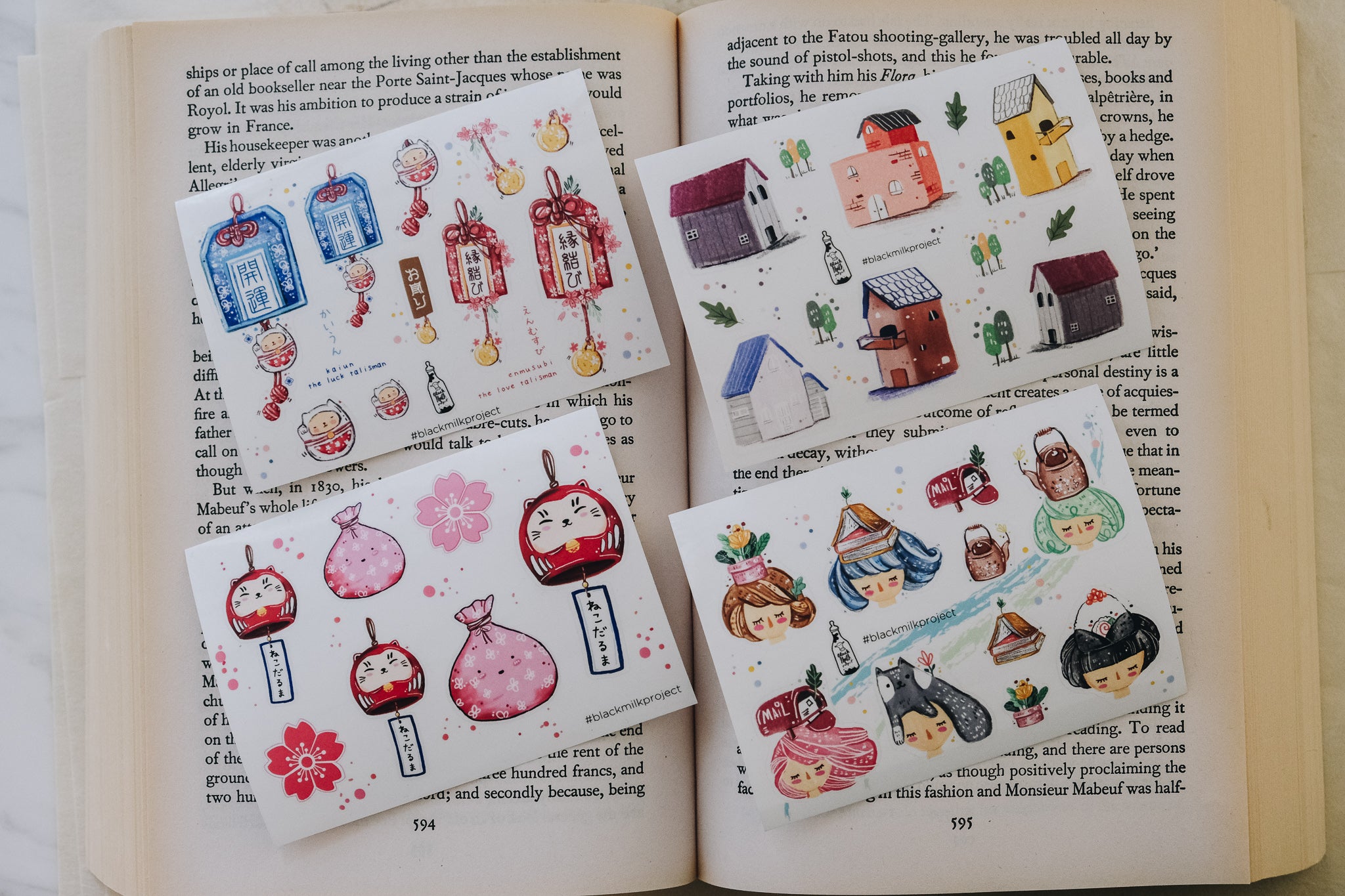 Black Milk Project Mini Sticker Sheet - Omamori - Smidapaper Ikigai Shop