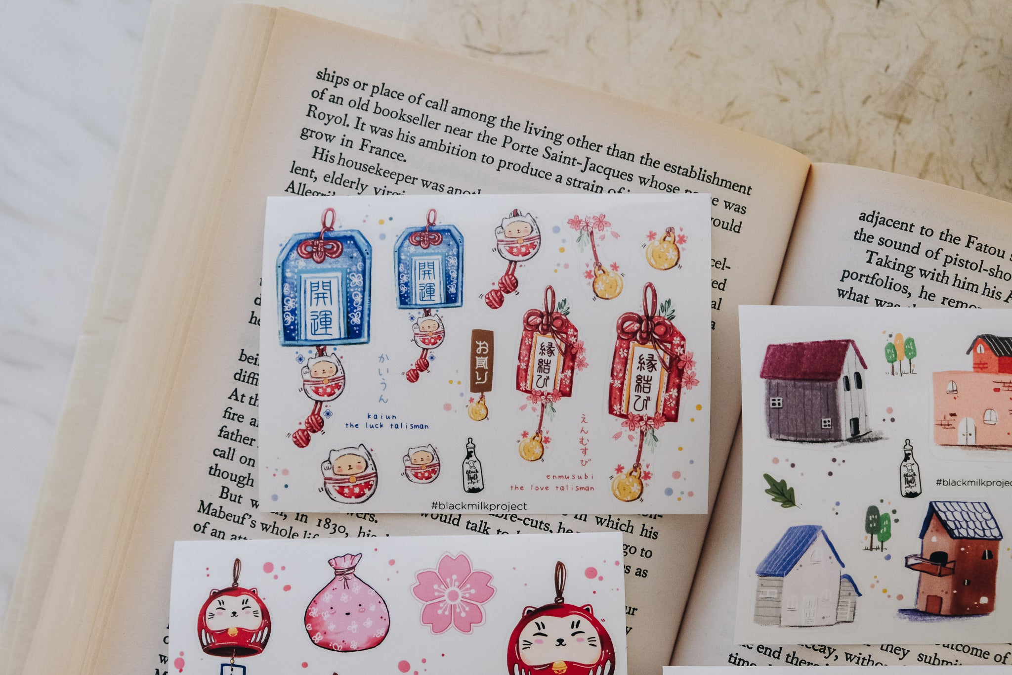 Black Milk Project Mini Sticker Sheet - Omamori - Smidapaper Ikigai Shop