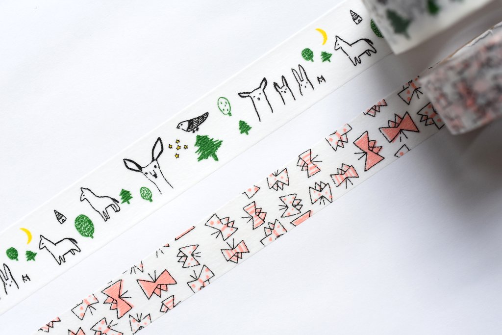 Classiky Forest + Butterfly Black and Pink Washi Tape (Set of 2) - Smidapaper Ikigai Shop
