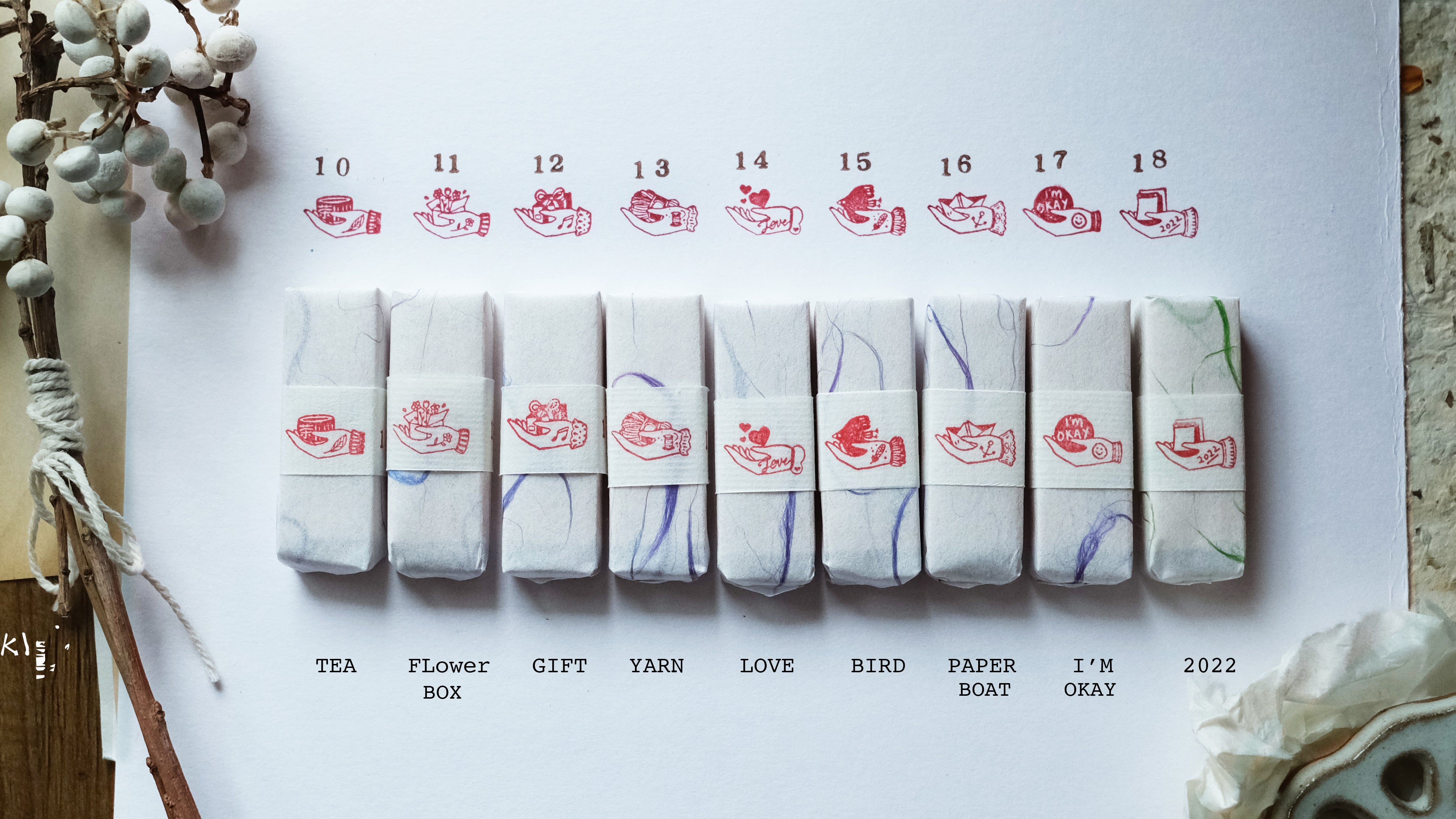 Kurukynki WISH Rubber Stamp (18 designs, sold individually) - Smidapaper Ikigai Shop