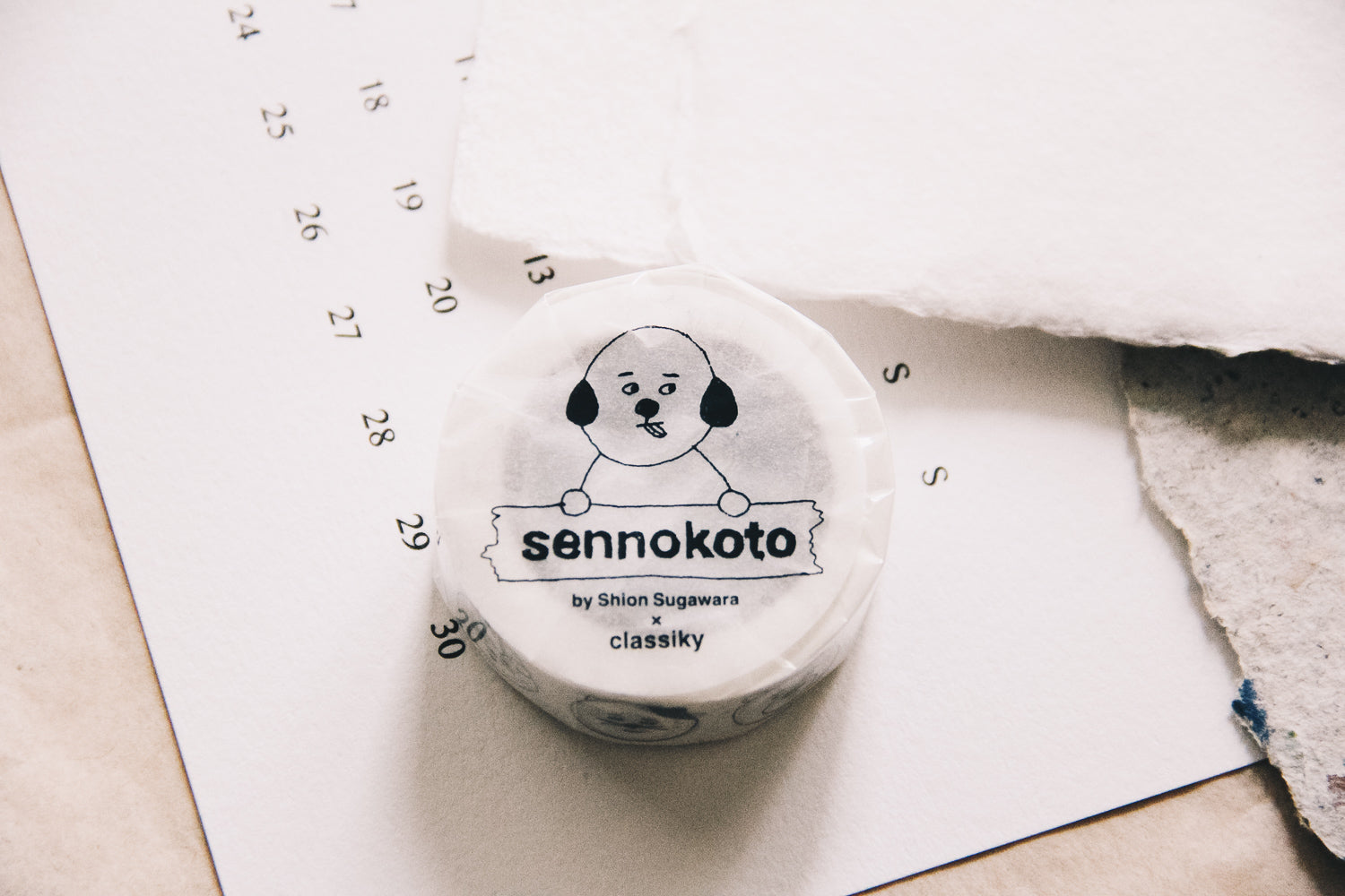 Sennokoto Face Washi Tape White - Smidapaper Ikigai Shop