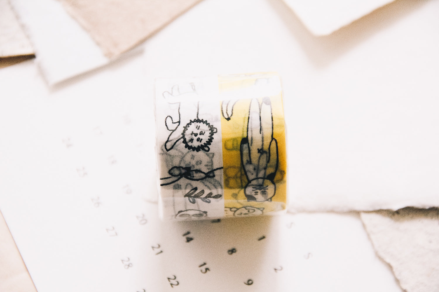 Sennokoto Random Washi Tape Set (white/yellow) - Smidapaper Ikigai Shop
