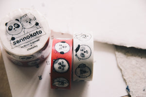 Sennokoto Face Washi Tape Set (white/pink) - Smidapaper Ikigai Shop