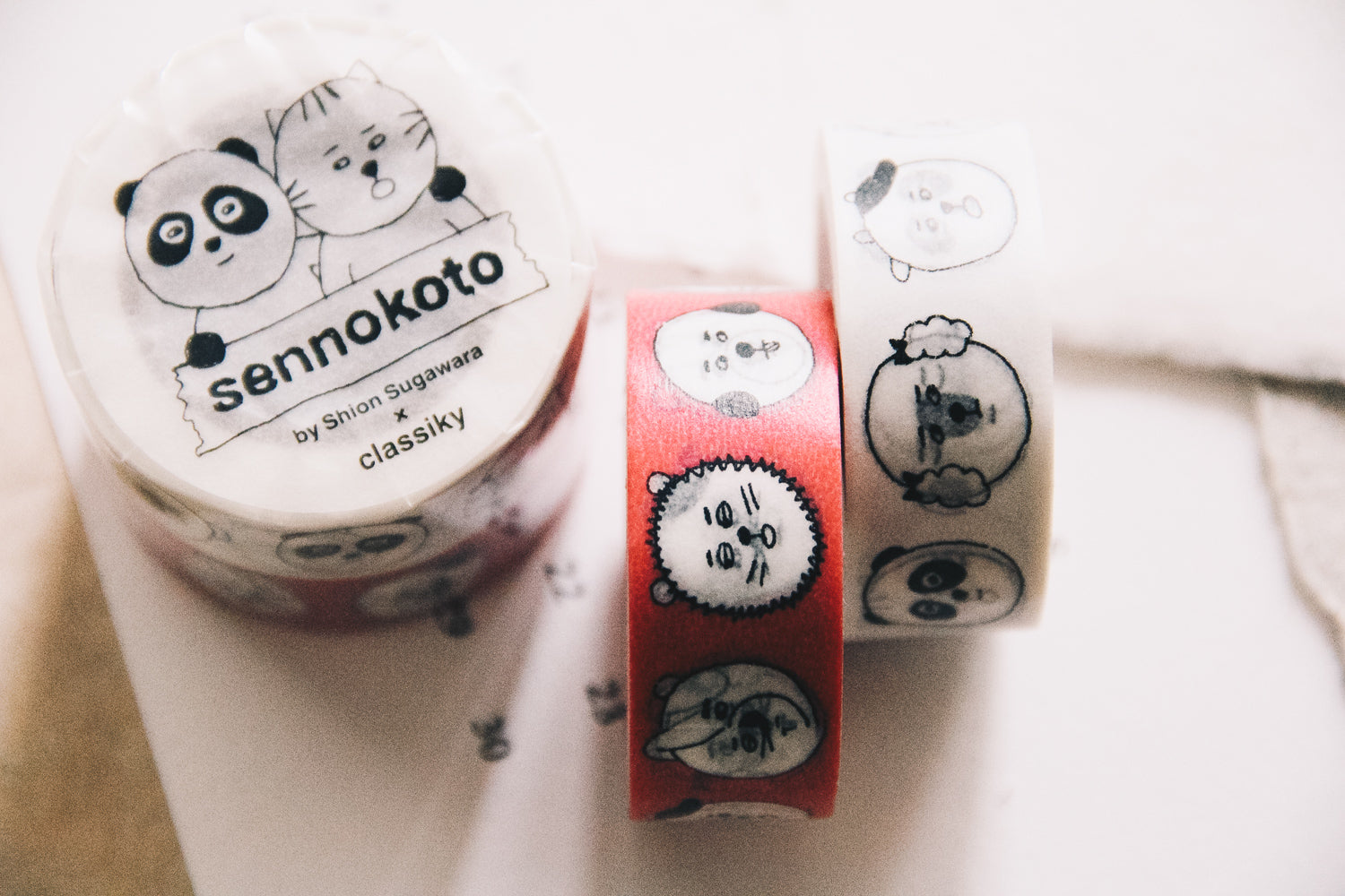 Sennokoto Face Washi Tape Pink - Smidapaper Ikigai Shop