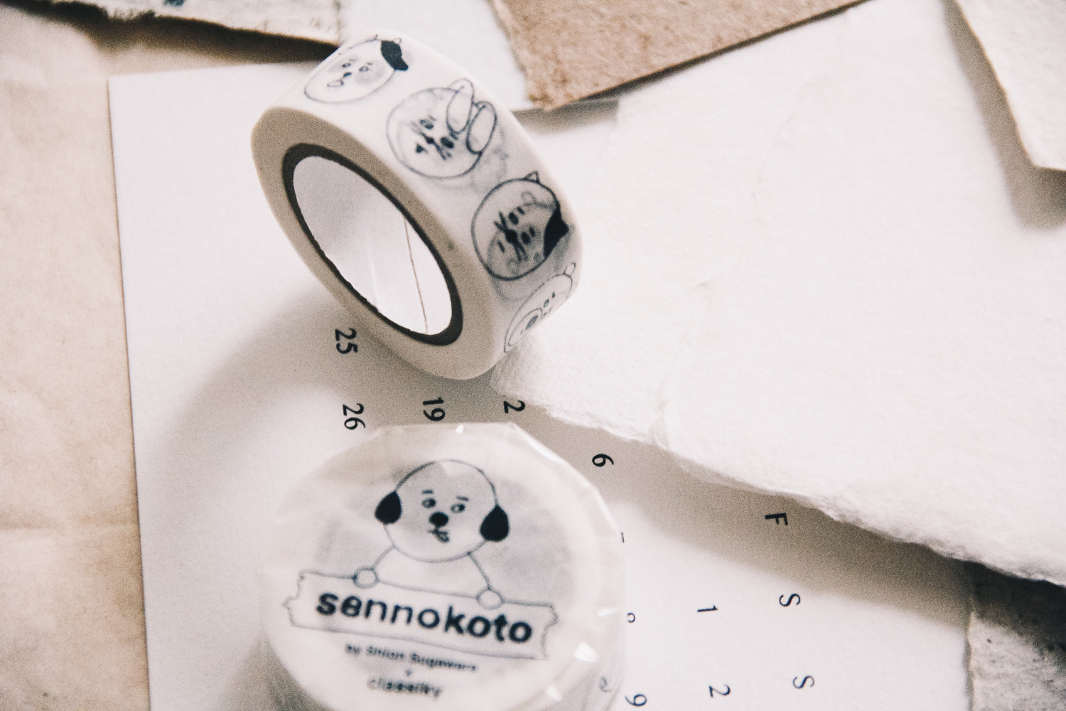 Sennokoto Face Washi Tape White - Smidapaper Ikigai Shop
