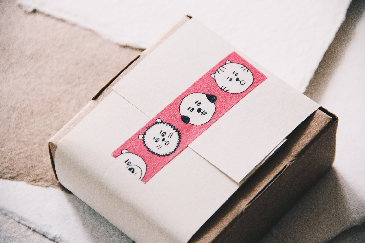 Sennokoto Face Washi Tape Pink - Smidapaper Ikigai Shop