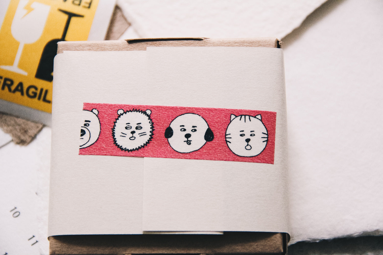 Sennokoto Face Washi Tape Set (white/pink) - Smidapaper Ikigai Shop