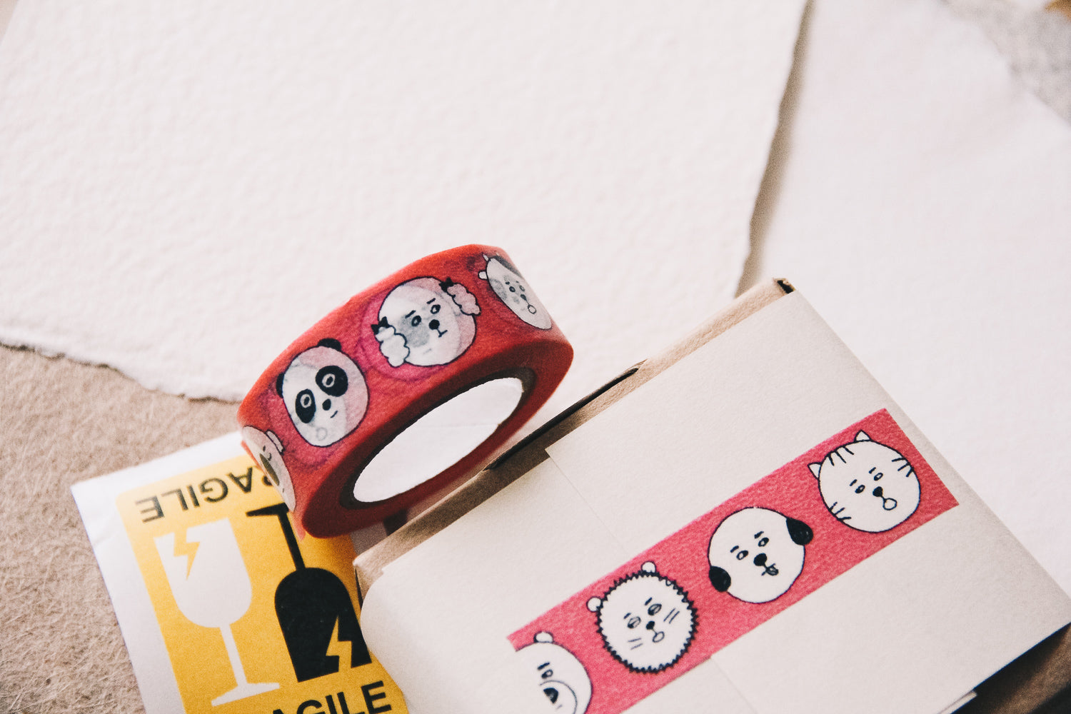 Sennokoto Face Washi Tape Pink - Smidapaper Ikigai Shop