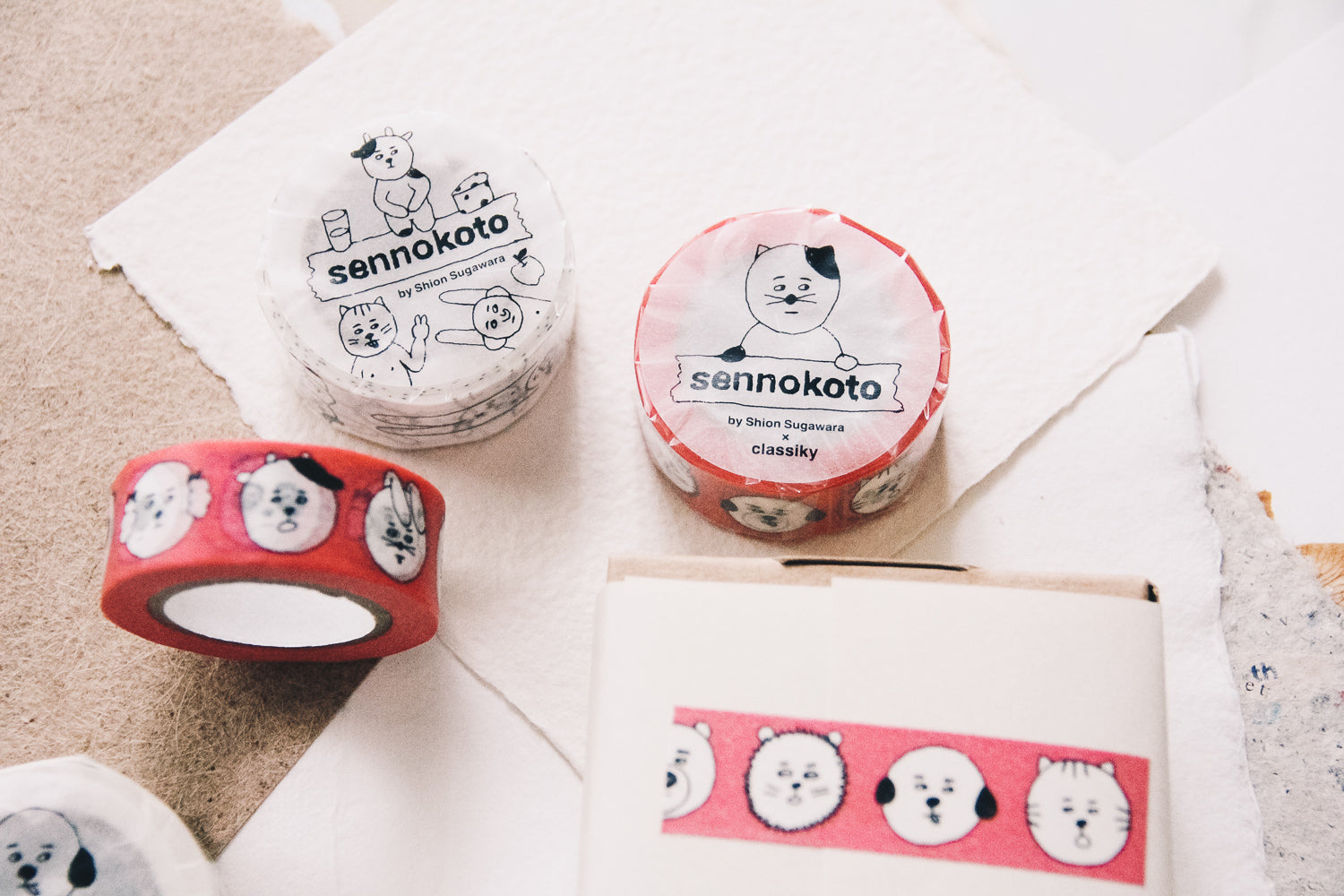 Sennokoto Face Washi Tape Pink - Smidapaper Ikigai Shop