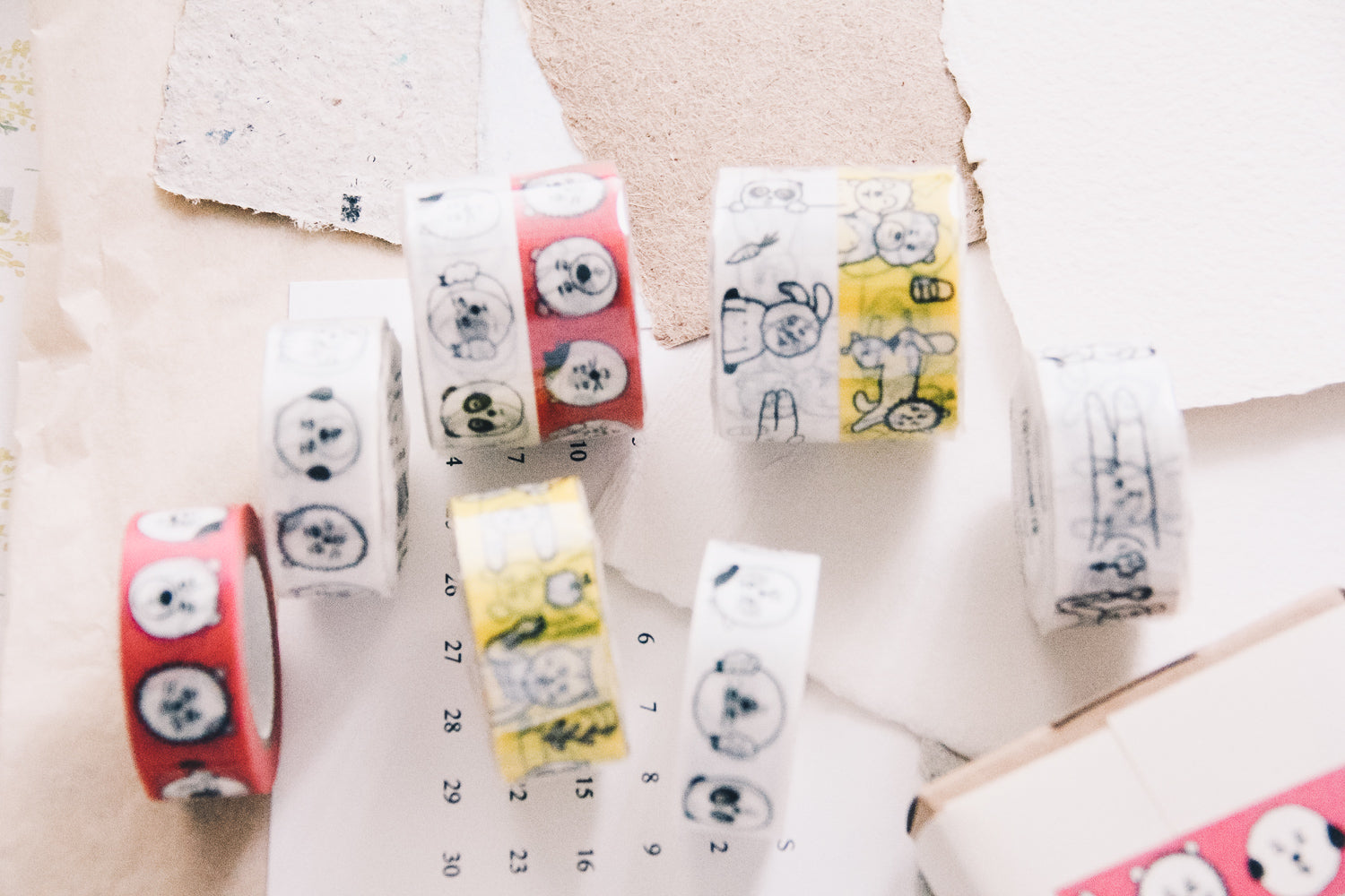 Sennokoto Face Washi Tape Pink - Smidapaper Ikigai Shop