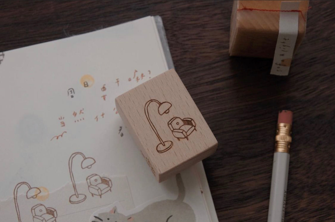 bighands Rubber Stamp- Comfy Corner: Sofa & Light - Smidapaper Ikigai Shop