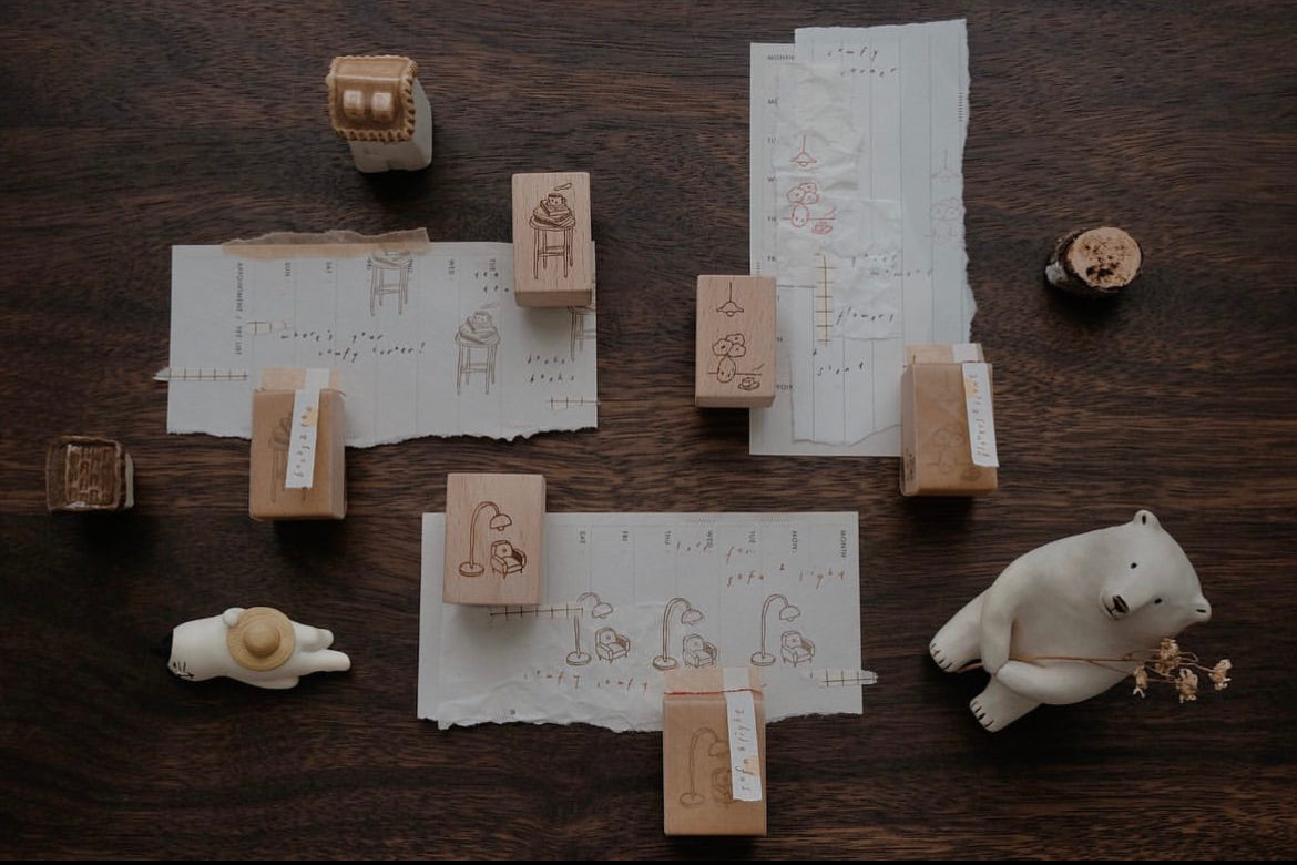 bighands Rubber Stamp- Comfy Corner: Sofa & Light - Smidapaper Ikigai Shop