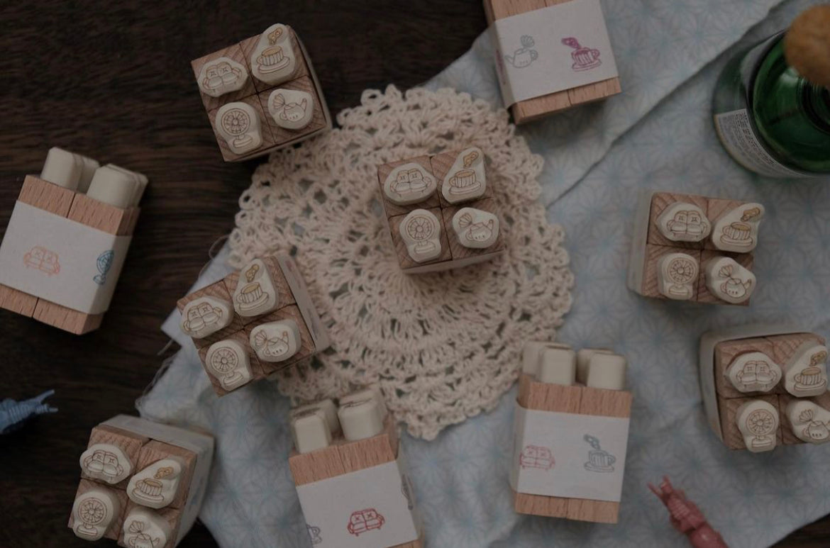 bighands Handmade Rubber Stamp Set- Have a Seat (set of 4) - Smidapaper Ikigai Shop