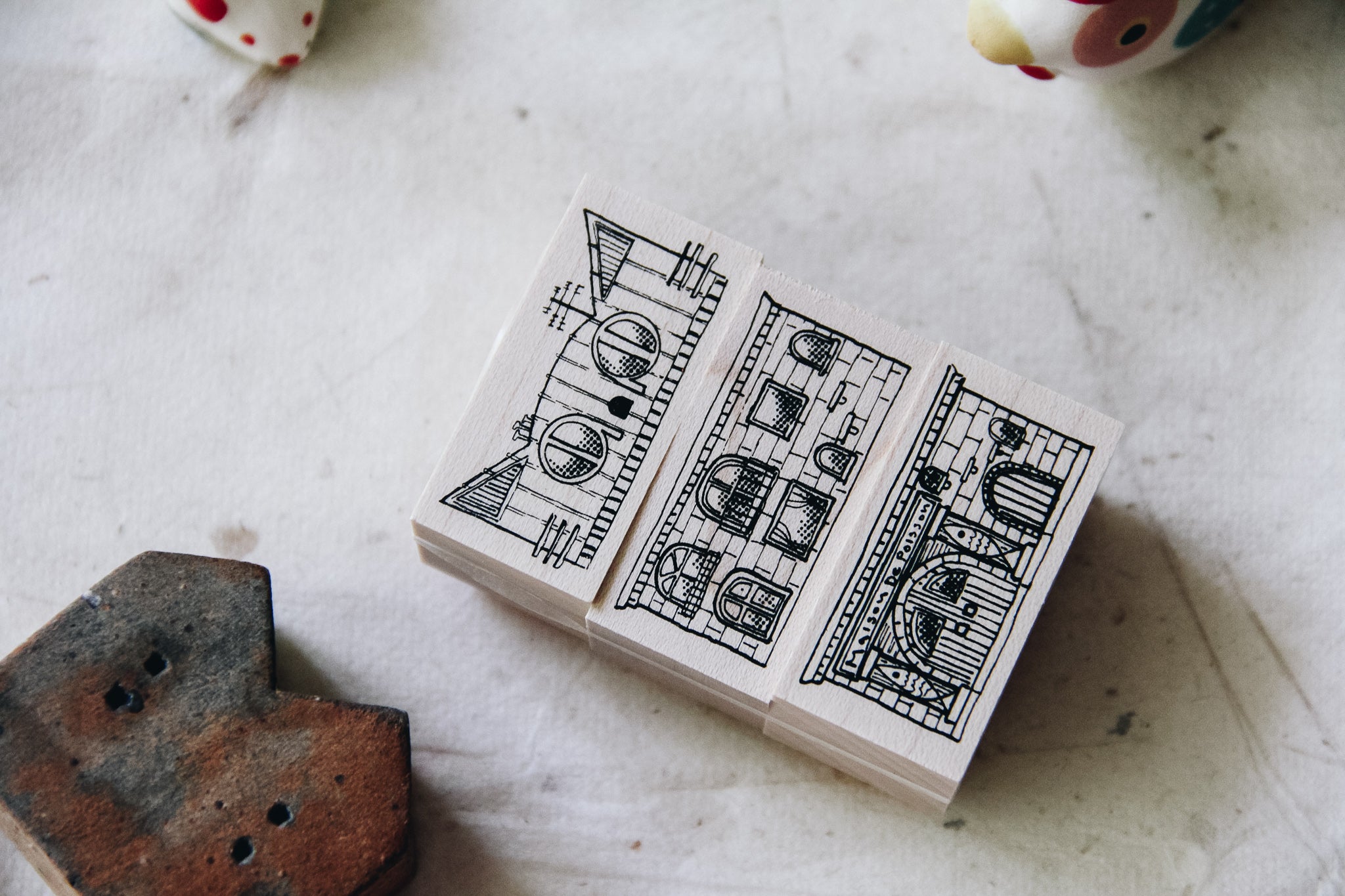 Cat City: Maison de Poisson Rubber Stamp (set of 3) - Smidapaper Ikigai Shop