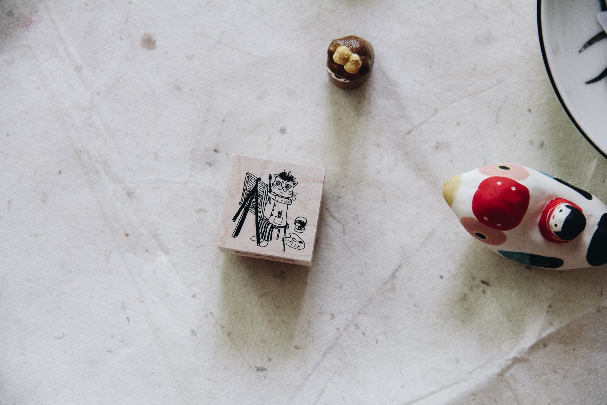 Cat City: Painter Dali Rubber Stamp - Smidapaper Ikigai Shop