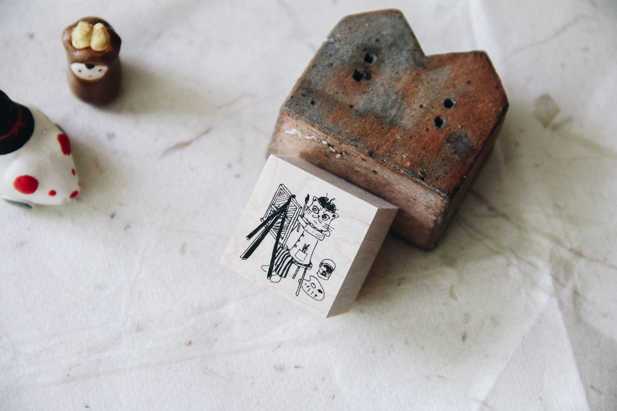 Cat City: Painter Dali Rubber Stamp - Smidapaper Ikigai Shop