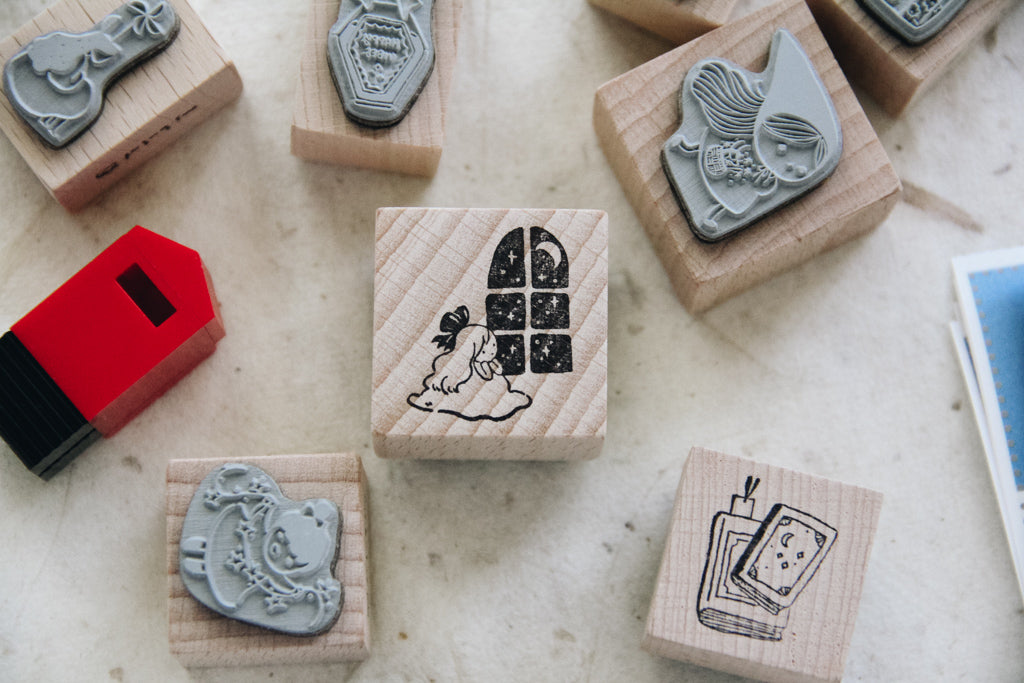 msbulat Moon Through the Window Rubber Stamp - Smidapaper Ikigai Shop
