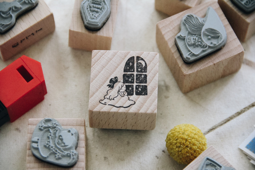 msbulat Moon Through the Window Rubber Stamp - Smidapaper Ikigai Shop