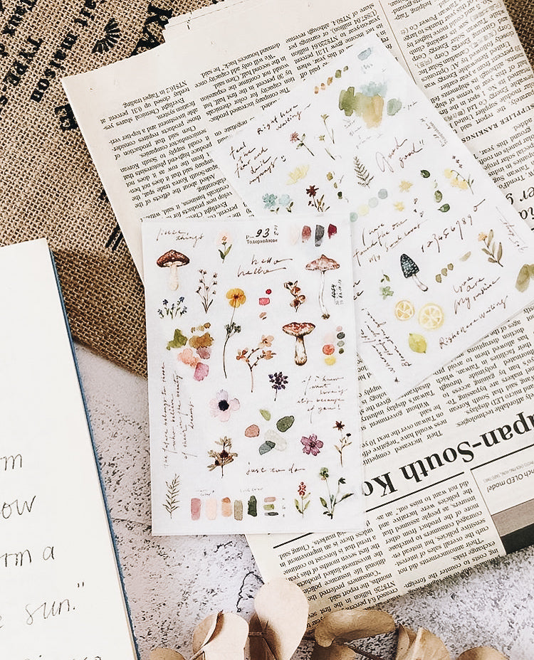 Pion Garden Transfer Sticker (Pack of 2) - Smidapaper Ikigai Shop