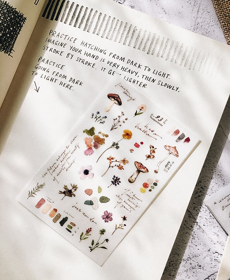 Pion Garden Transfer Sticker (Pack of 2) - Smidapaper Ikigai Shop