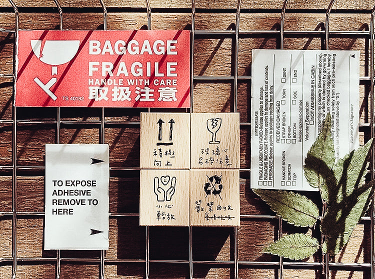 Pion Warning Symbols Rubber Stamp (set of 4) - Smidapaper Ikigai Shop
