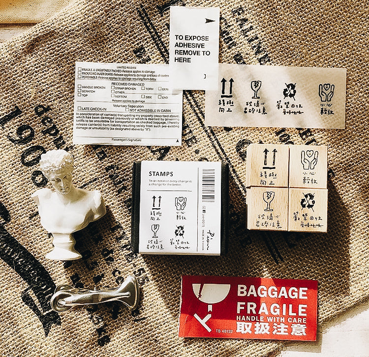 Pion Warning Symbols Rubber Stamp (set of 4) - Smidapaper Ikigai Shop
