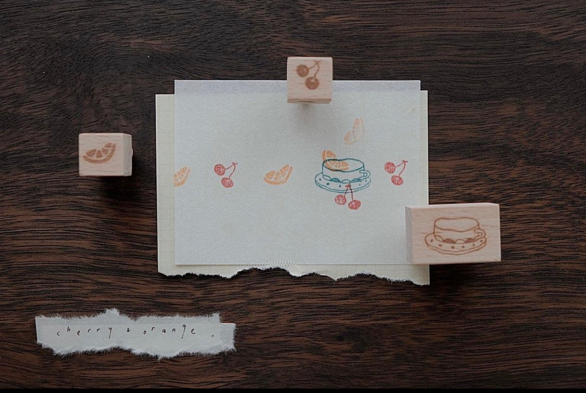 bighands Rubber Stamp- Fruit Bowl: Cherry & Orange (set of 3)