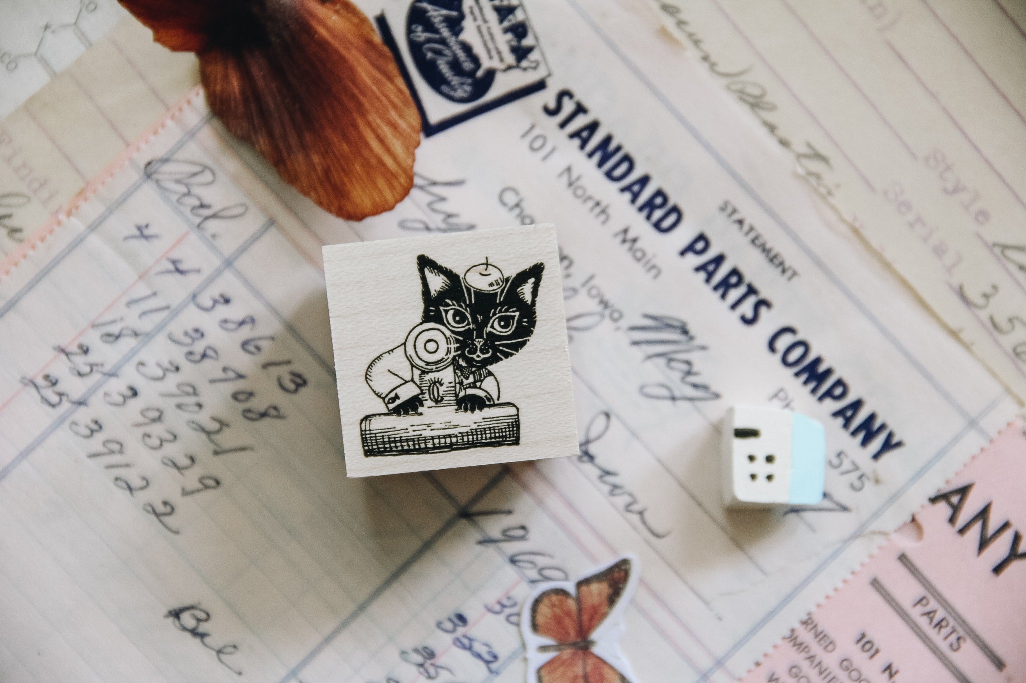 Chat Noir Papeterie: Max the Black Cat Rubber Stamp - Smidapaper Ikigai Shop