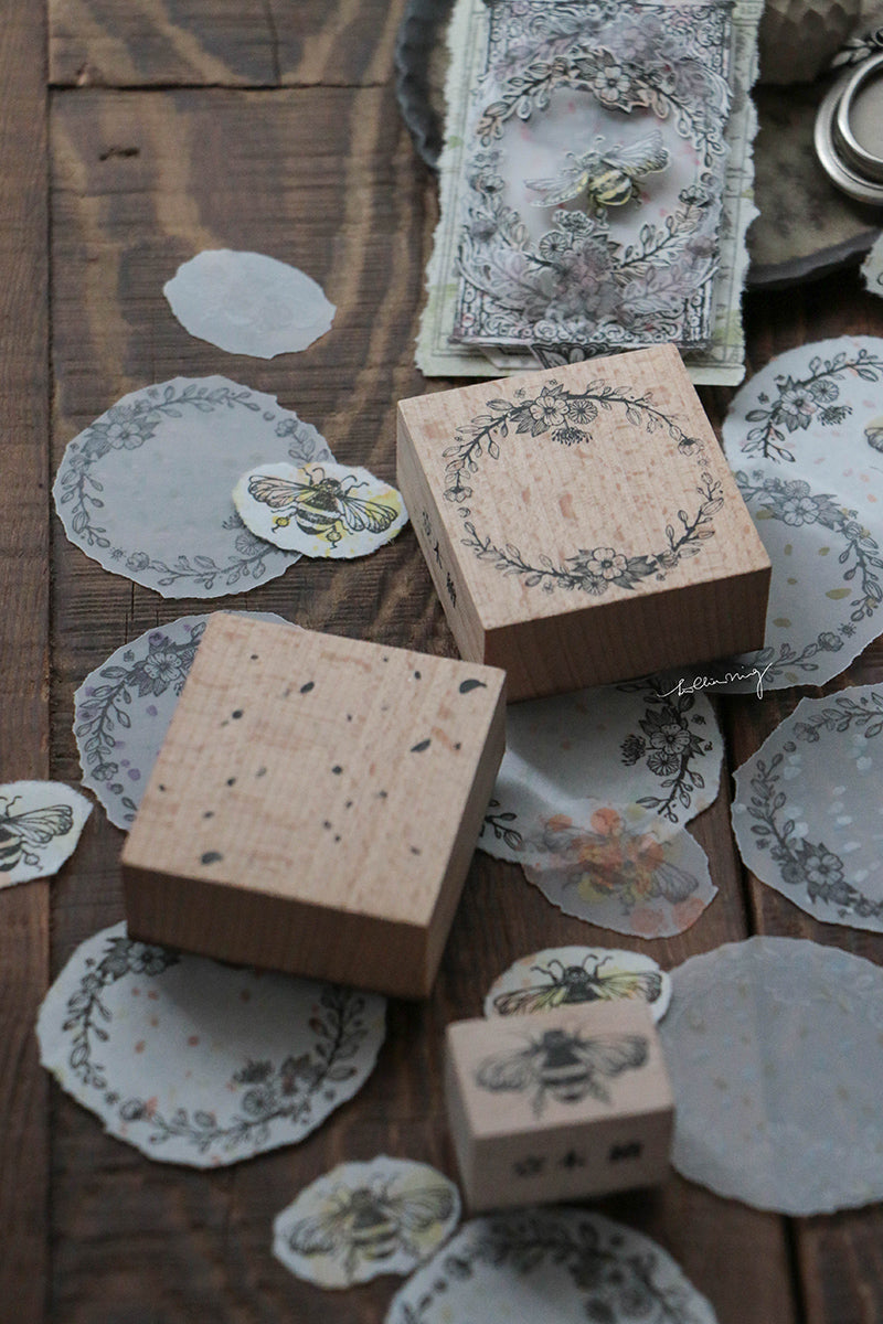 Floral Buzz Rubber Stamp Set (set of 3) - Smidapaper Ikigai Shop