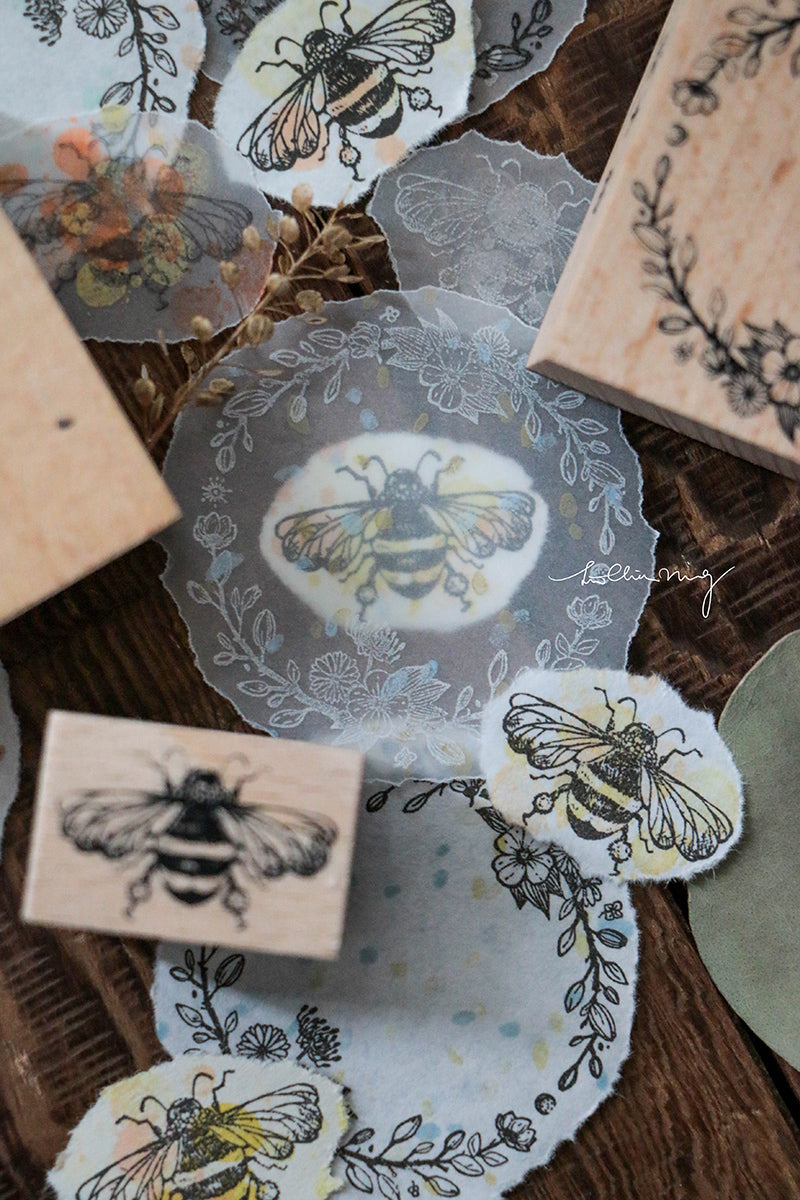 Floral Buzz Rubber Stamp Set (set of 3) - Smidapaper Ikigai Shop