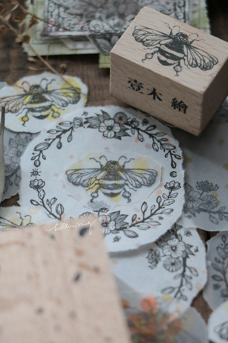 Floral Buzz Rubber Stamp Set (set of 3) - Smidapaper Ikigai Shop