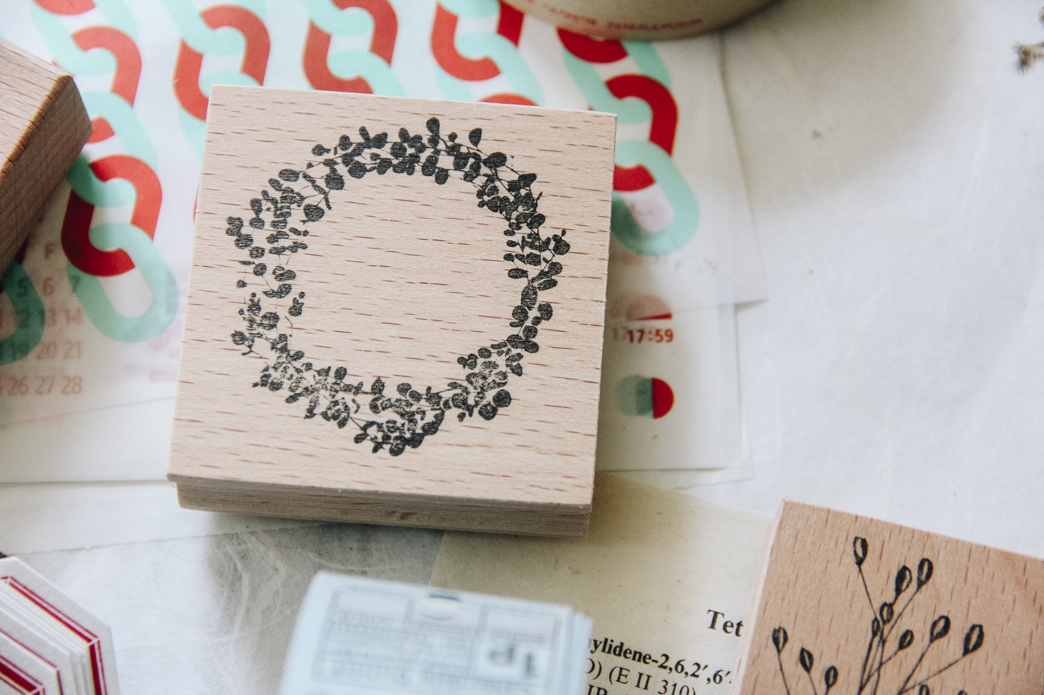Stempel Jazz Eucalyptus II Wreath Rubber Stamp - Smidapaper Ikigai Shop