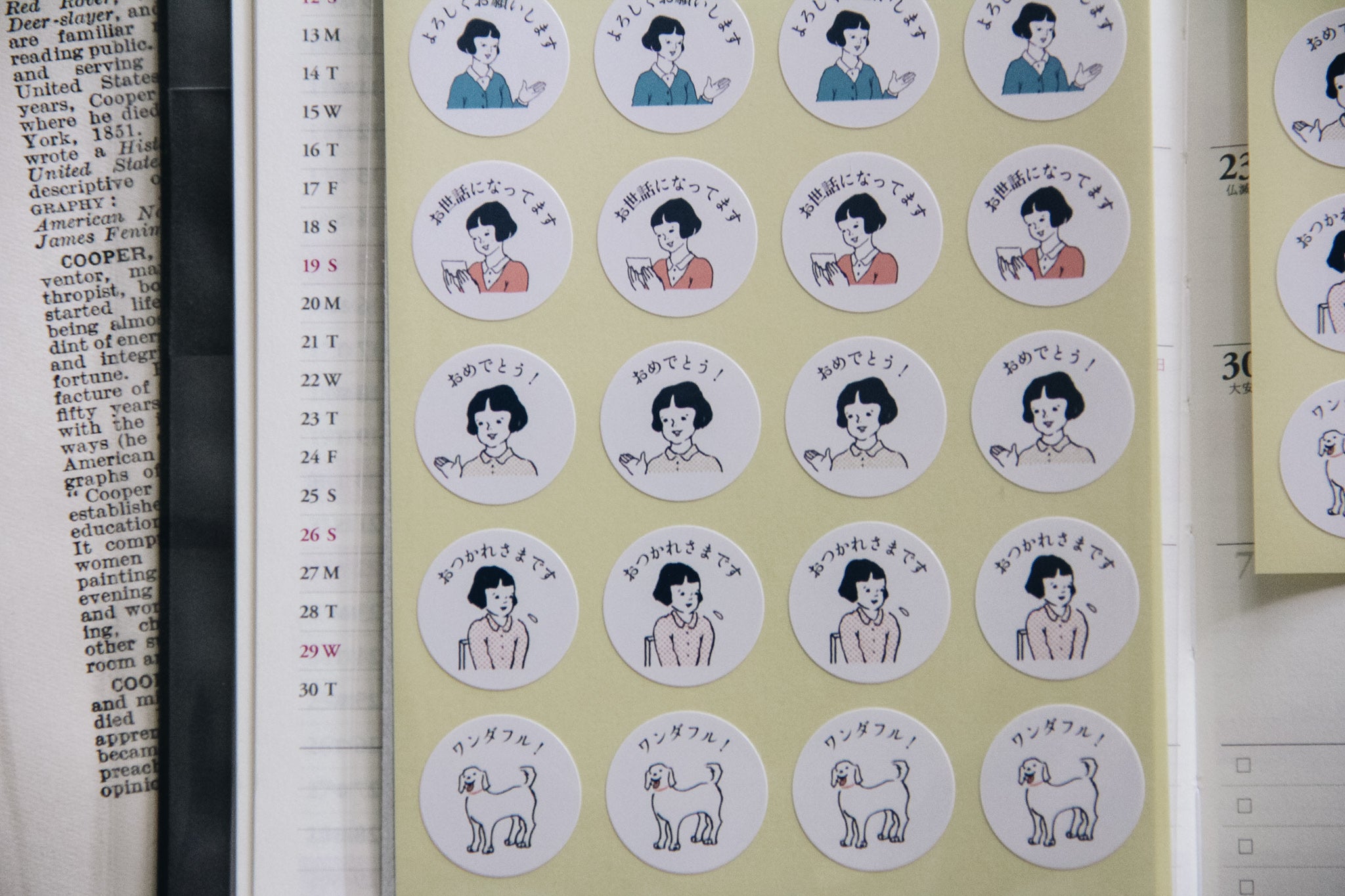 Masco Eri Daily Greetings Schedule Stickers - Smidapaper Ikigai Shop
