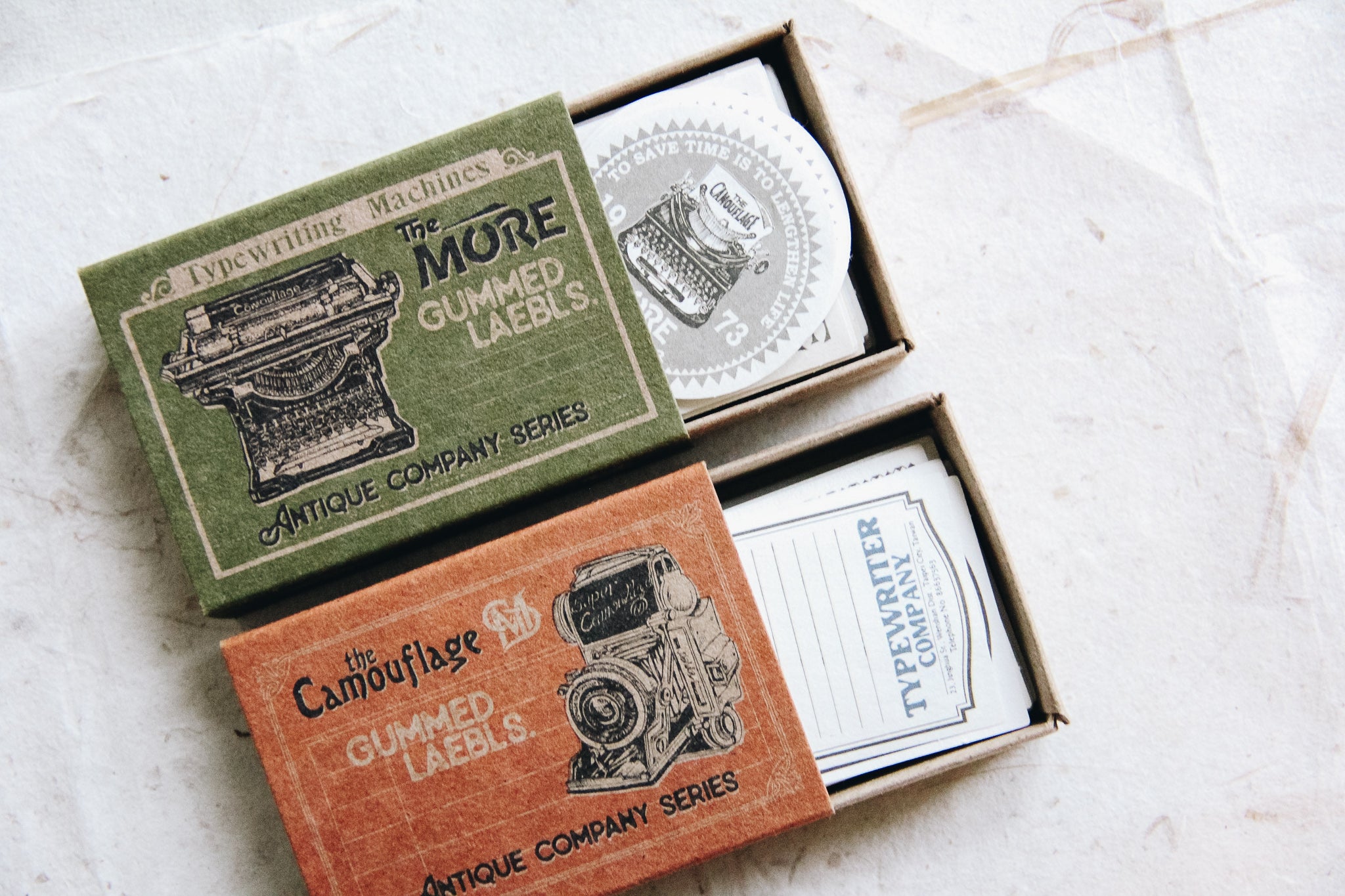 Gummed Label Set: Old Style Company Blank Notes (Orange Box) - Smidapaper Ikigai Shop