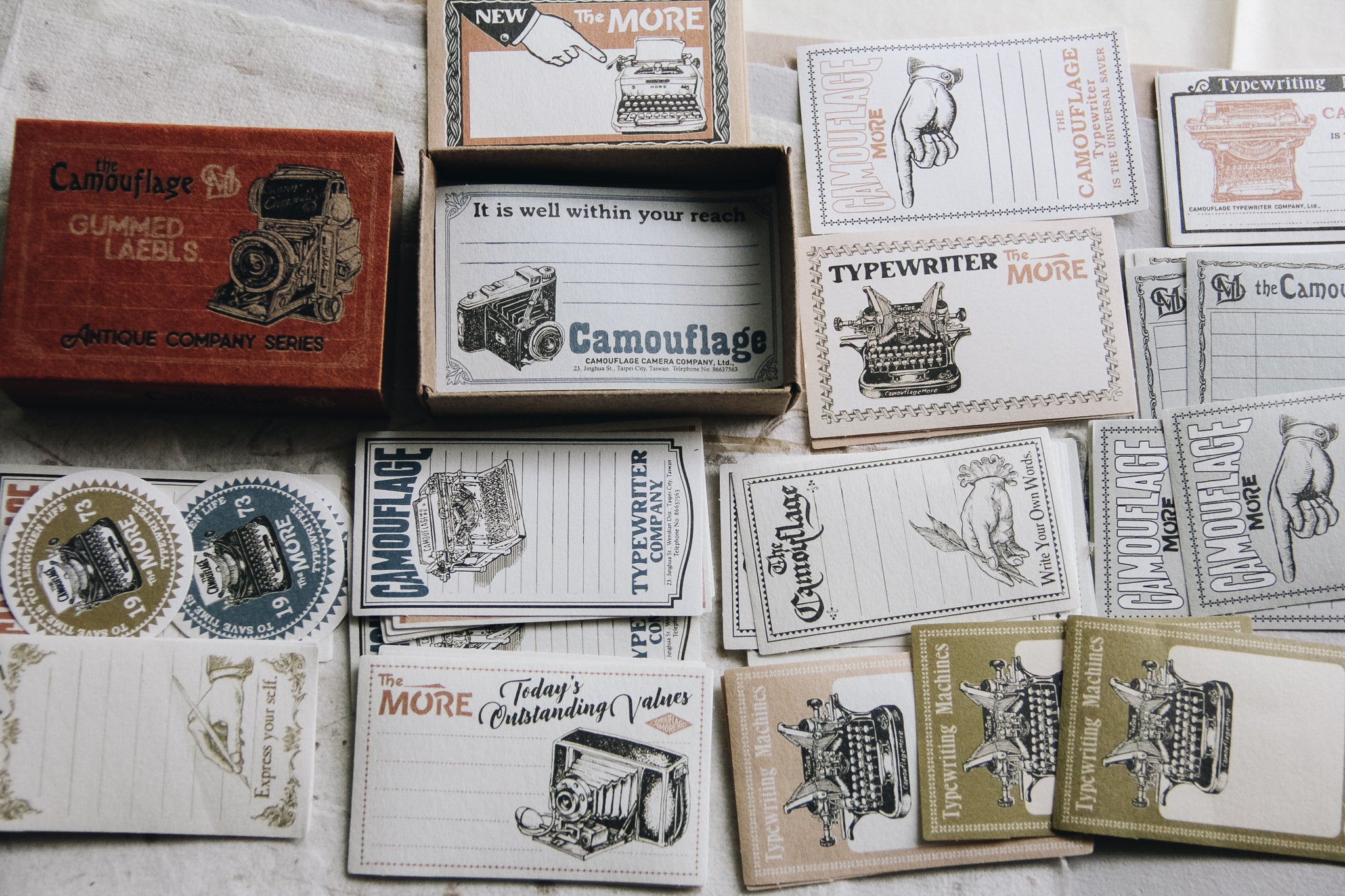 Gummed Label Set: Old Style Company Blank Notes (Orange Box) - Smidapaper Ikigai Shop