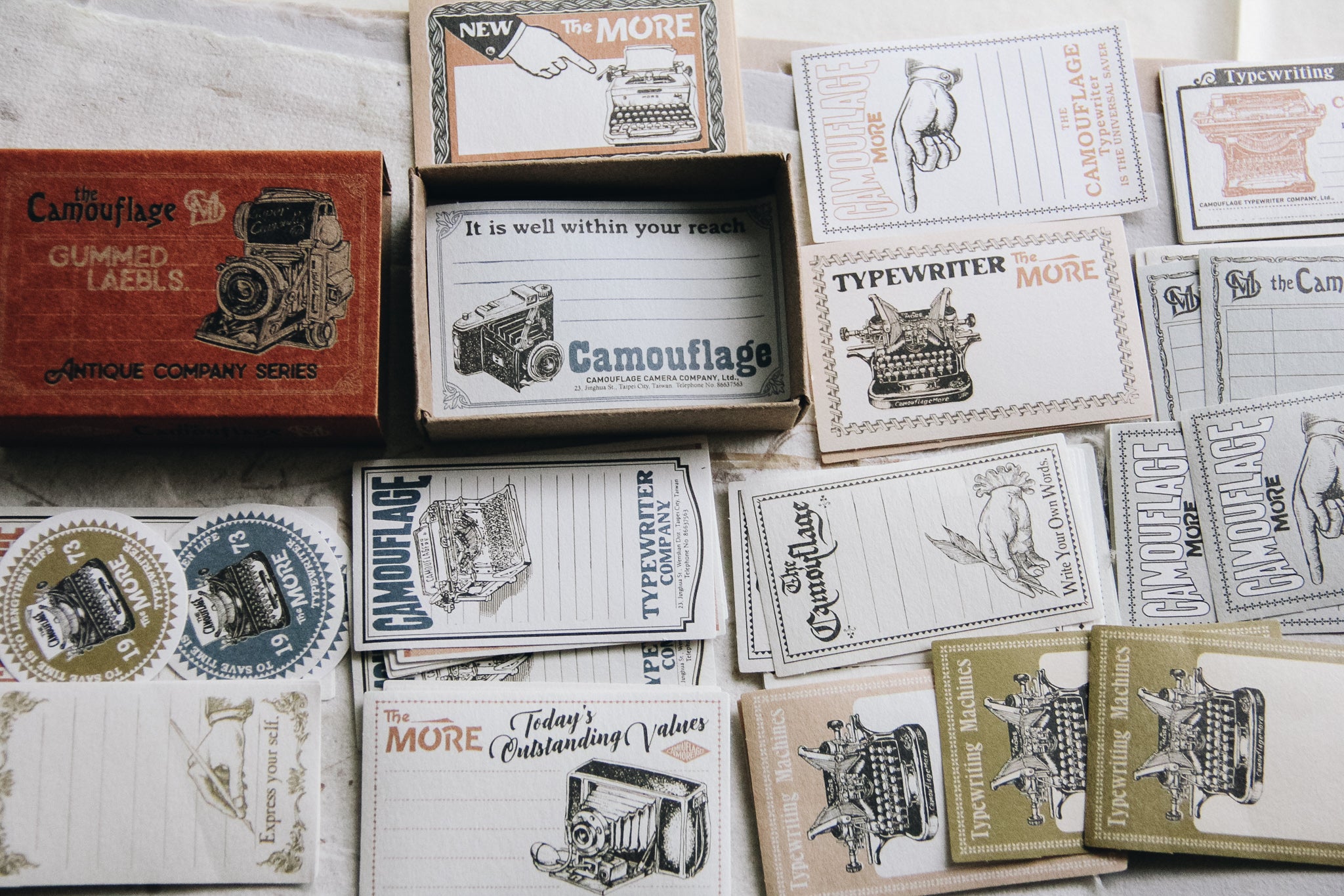 Gummed Label Set: Old Style Company Blank Notes (Orange Box) - Smidapaper Ikigai Shop