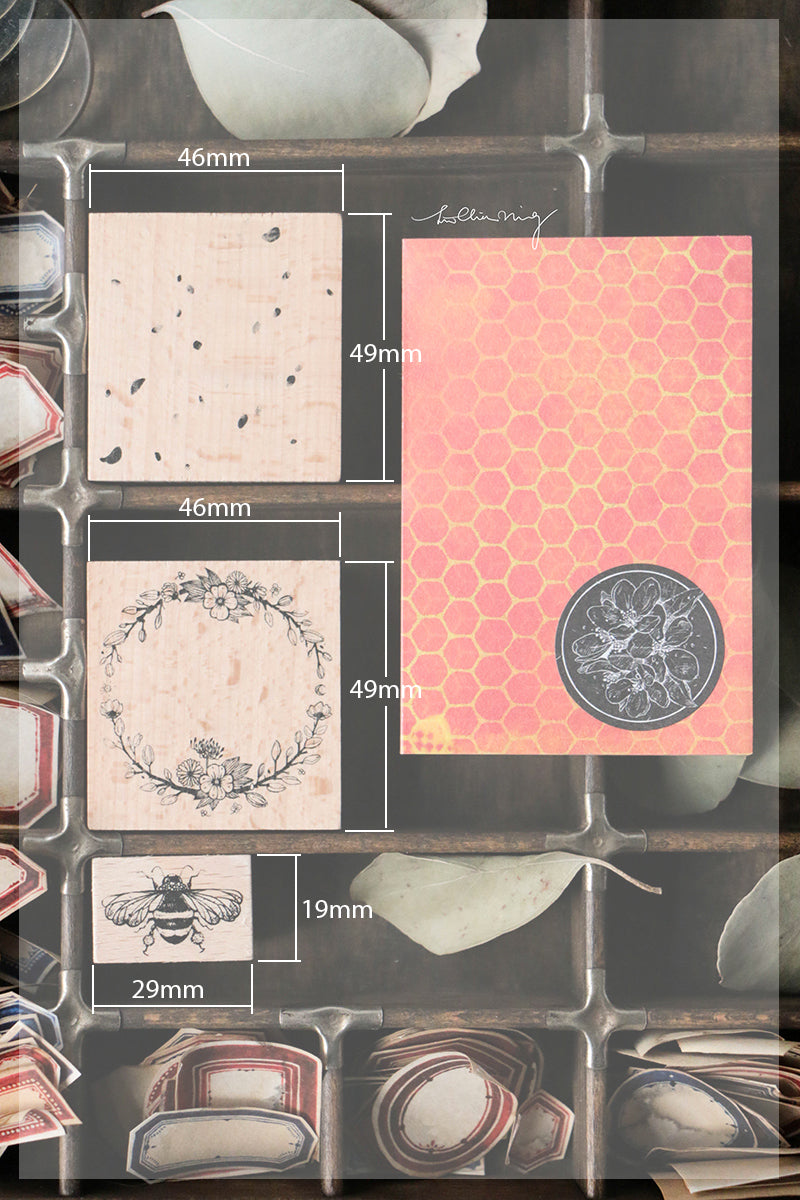 Floral Buzz Rubber Stamp Set (set of 3) - Smidapaper Ikigai Shop