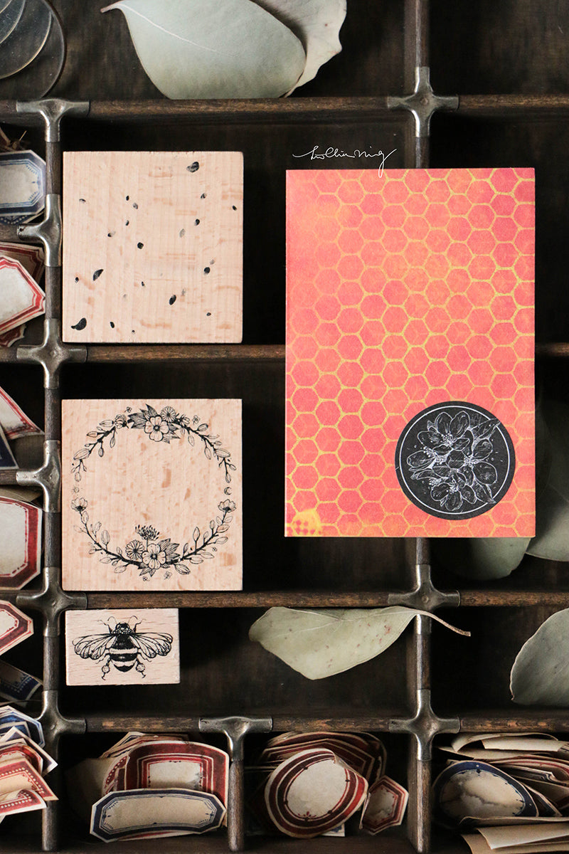 Floral Buzz Rubber Stamp Set (set of 3) - Smidapaper Ikigai Shop