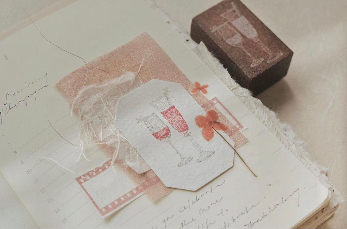 Jieyanow Slow Living: Champagne Rubber Stamp - Smidapaper Ikigai Shop