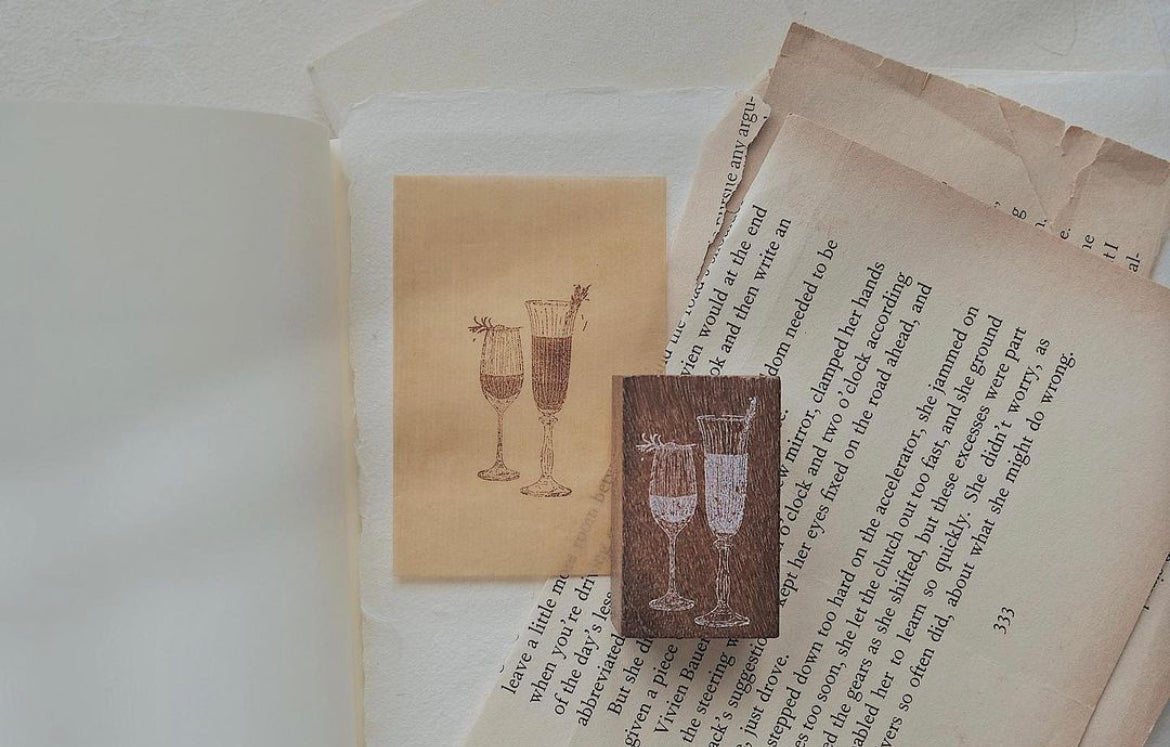 Jieyanow Slow Living: Champagne Rubber Stamp - Smidapaper Ikigai Shop