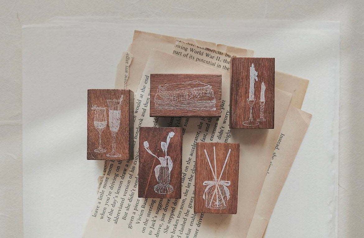 Jieyanow Slow Living: Old Books Rubber Stamp - Smidapaper Ikigai Shop