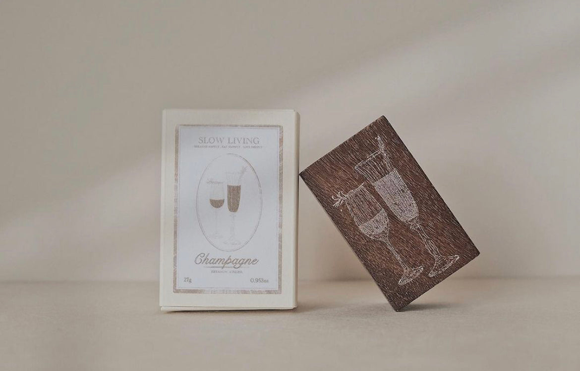 Jieyanow Slow Living: Champagne Rubber Stamp - Smidapaper Ikigai Shop