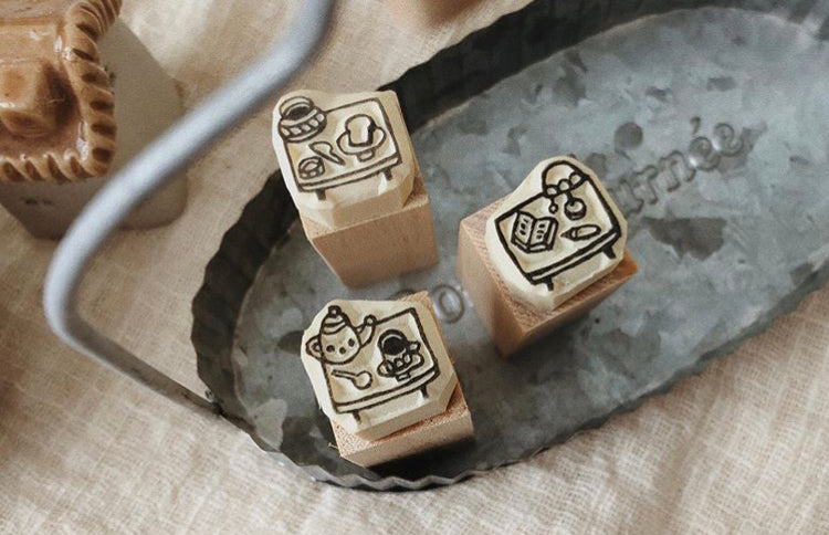 bighands Handmade Rubber Stamp- Desk Scenery (3 types) - Smidapaper Ikigai Shop