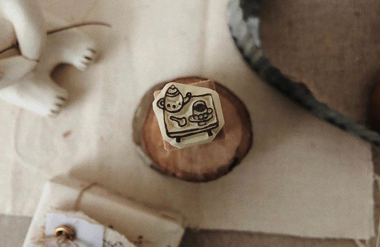 bighands Handmade Rubber Stamp- Desk Scenery (3 types) - Smidapaper Ikigai Shop