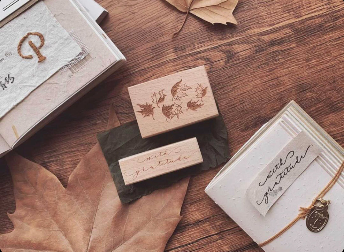 Penny Fei With Gratitude Rubber Stamp (set of 2) - Smidapaper Ikigai Shop