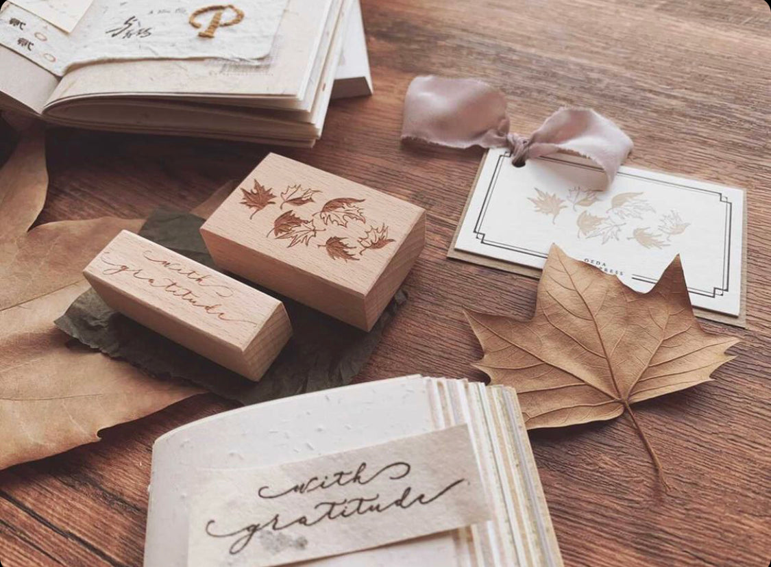Penny Fei With Gratitude Rubber Stamp (set of 2) - Smidapaper Ikigai Shop