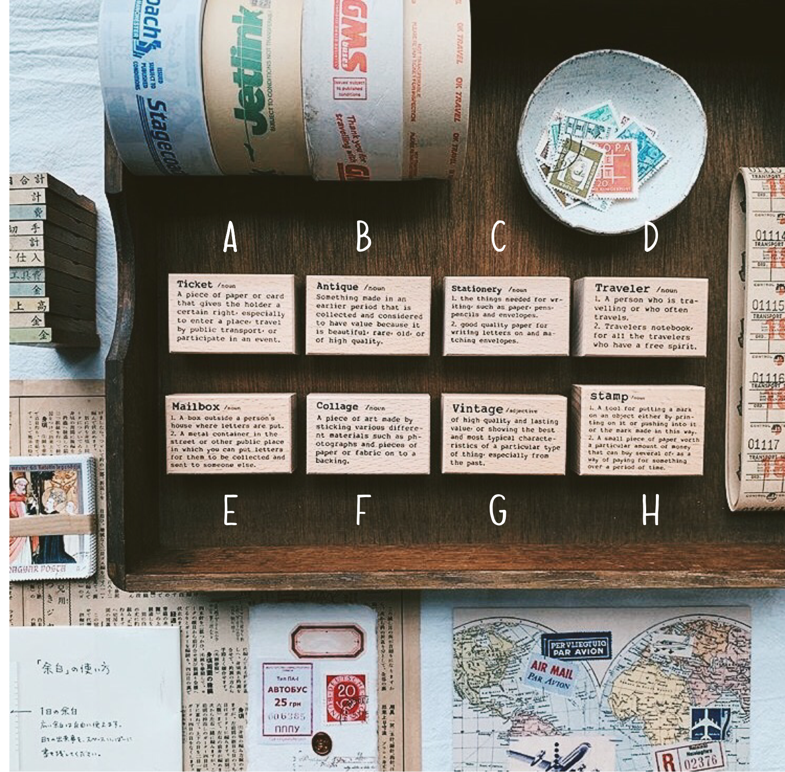 Liberty Dictionary Series Rubber Stamp (8 designs, sold individually) - Smidapaper Ikigai Shop